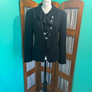 Liz Claiborne Collection Elegant Black Ruffle Jacket